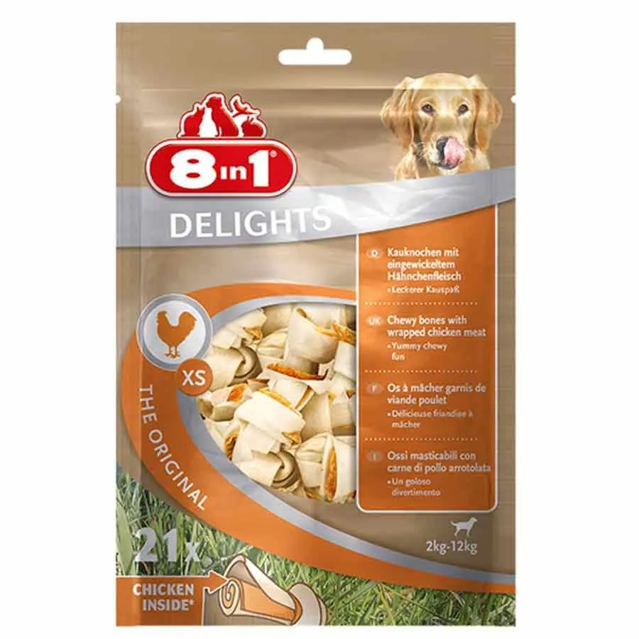 8in1 Friandises Os Delights Pour Chien XS X 21 MULTIPACK Lot De 4
