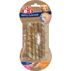 8in1 Triple Flavour Sticks Torsadés Pour Chien X10 MULTIPACK Lot De 6