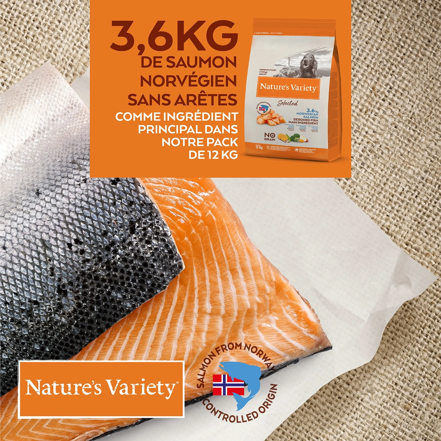 Nature's Variety Selected No Grain Medium Maxi Adult Saumon – Image 4