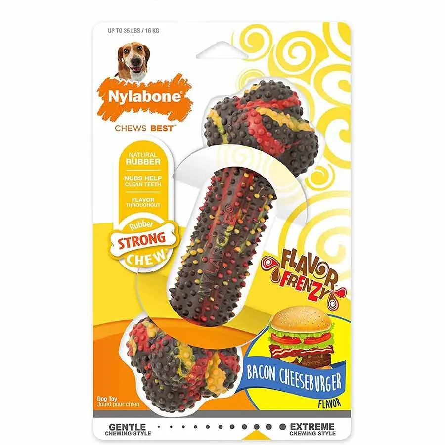 Tough Strong Chew Nylabone Rubber Strong Chew Os Au Cheeseburger Au Bacon M